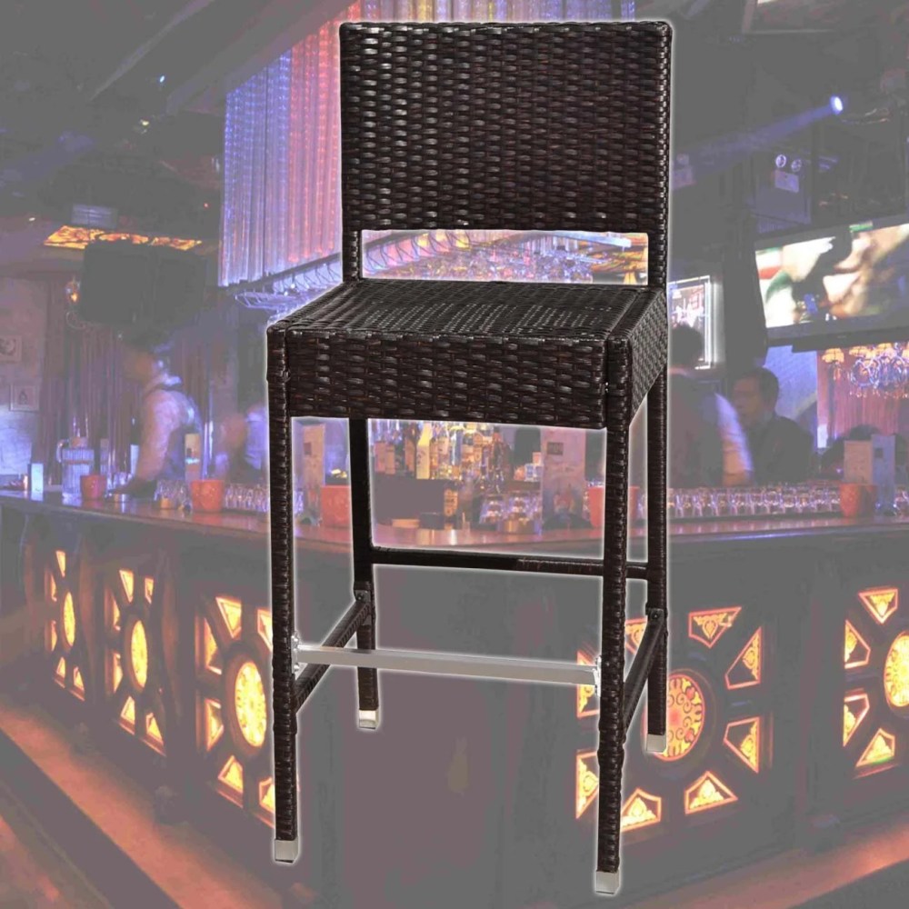 Sunny Dark Coffee Wicker Barstool Indoor Outdoor Patio Furniture All Weather Bar Stool - Image 3
