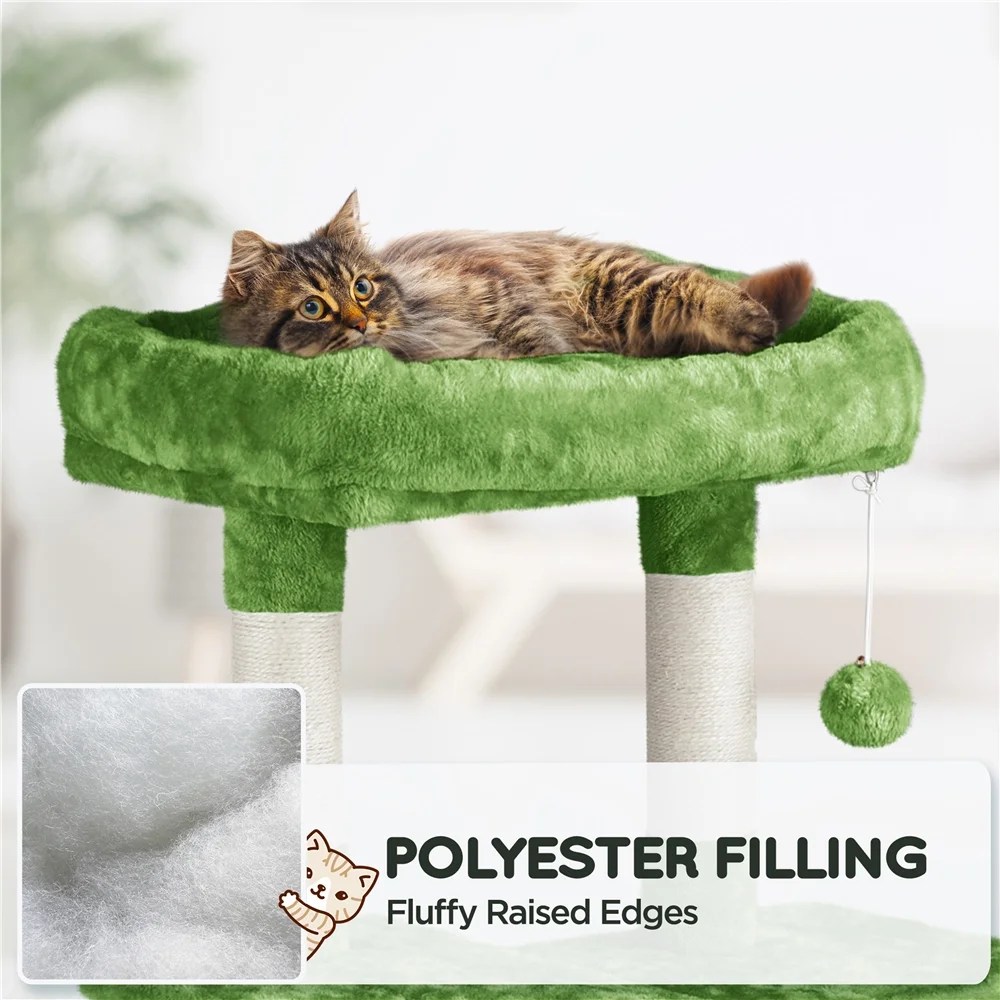 Alden Design 63" H Cat Tree Scratching Posts Cat Tower for Kittens Indoor, Green - Image 9