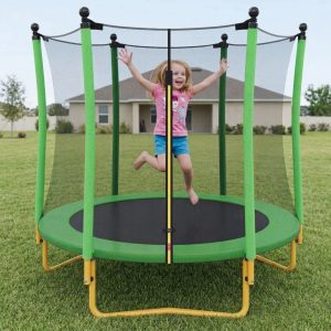 5.5FT Toddler Trampoline for Kids, SHINPT Mini Trampoline for Kids, 65" Outdoor/Indoor Trampoline with Enclosure Net, Recreational Trampoline for Patio, Backyard, Garden, Lawn, Yard