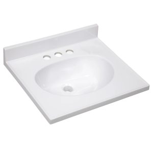 Design House Cultured Marble 19" x 17" Single Bowl Vanity Top with Centerset Mount and Backsplash,  White