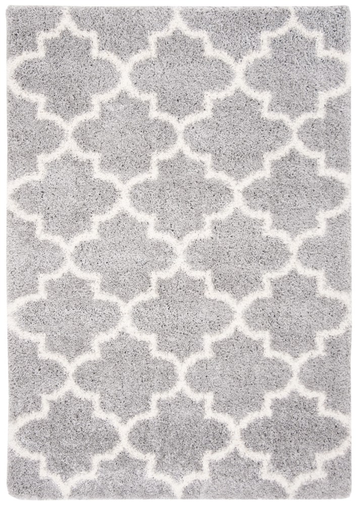 SAFAVIEH Fontana Hilda Geometric Shag Area Rug, Grey/Cream, 4" x 6" - Image 7