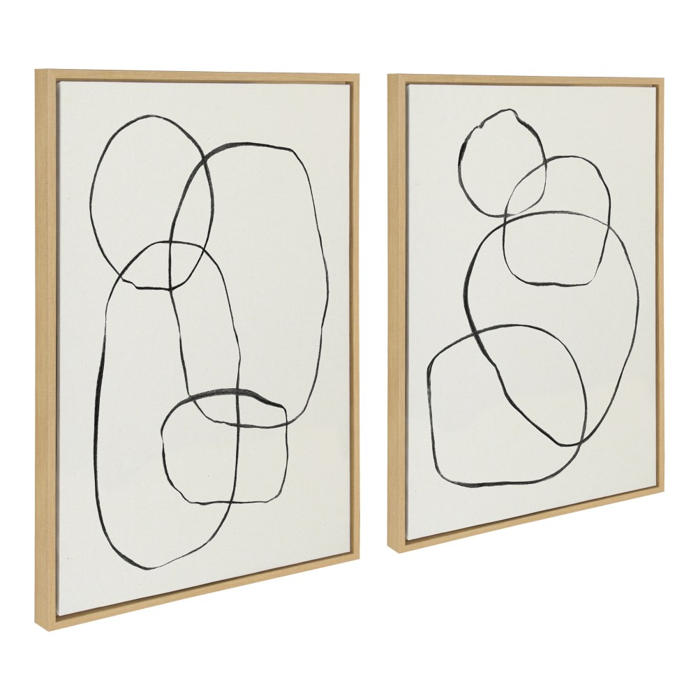 Sylvie Modern Circles and Going in Circles Linen Textured 23 in x 33 in Framed Painting Canvas Art Prints, by Kate and Laurel Set of 2 - Image 6