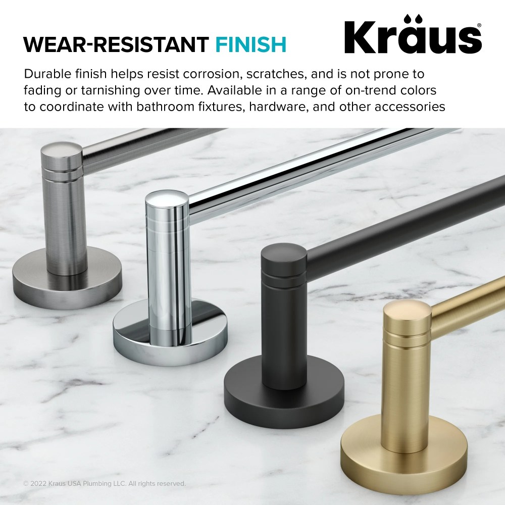 KRAUS Elie Bathroom Shelf Towel Rack with Towel Bar in Brushed Gold - Image 8