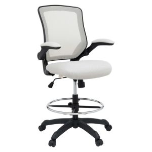 Modway Veer Modern Mesh Fabric & Metal Drafting Chair in Gray