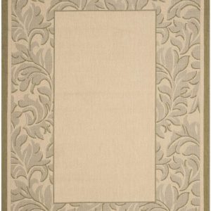 Safavieh Courtyard Steve Oriental Indoor/Outdoor Area Rug, Natural/Olive, 6'7" x 9'6"