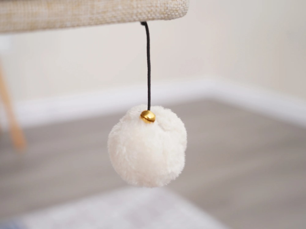 Vibrant Life 3-Level 30" Minimalist Cat Tree with Large Condo and Perch, 3 Toys, Beige - Image 2