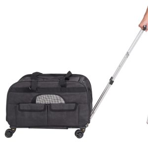 VEVOR Cat Carrier with Wheels Rolling Pet Carrier with Handle 35 lbs Black for Cat Dog Small Medium Animals Kitten Puppy