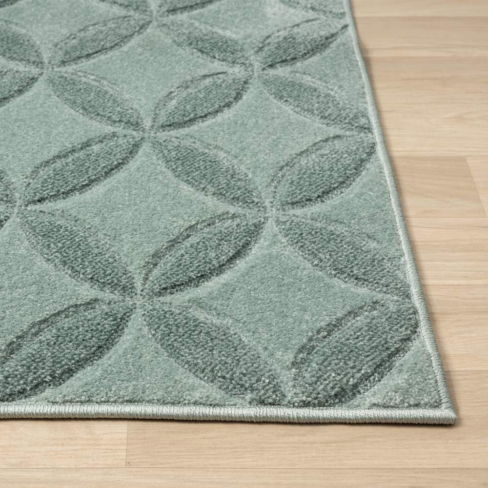 Better Homes & Gardens Carved Geo Indoor Accent Rug, Aqua Petals, 5" x 7" - Image 5