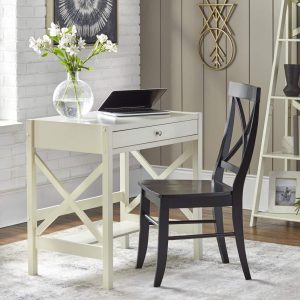Simple Living X-Frame Farmhouse Wood Desk Antique White Antique