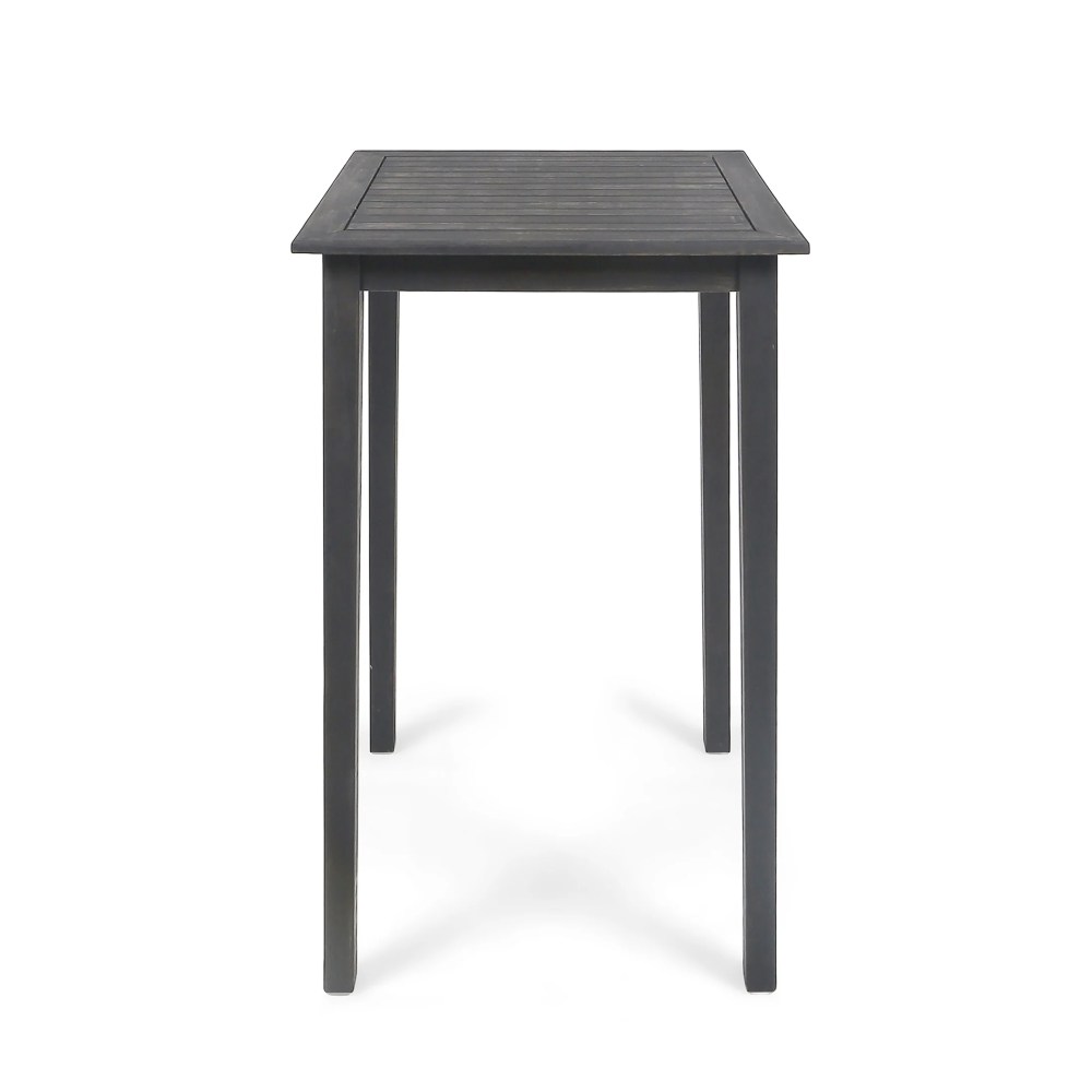Noble House Polaris Outdoor Acacia Wood Bar Table in Dark Gray - Image 3