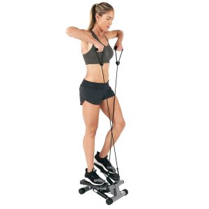 Sunny Health & Fitness Mini Steppers for Exercise at Home, Stair Step Workout Machine with Resistance Bands, Full Body Cardio - NO. 012-S
