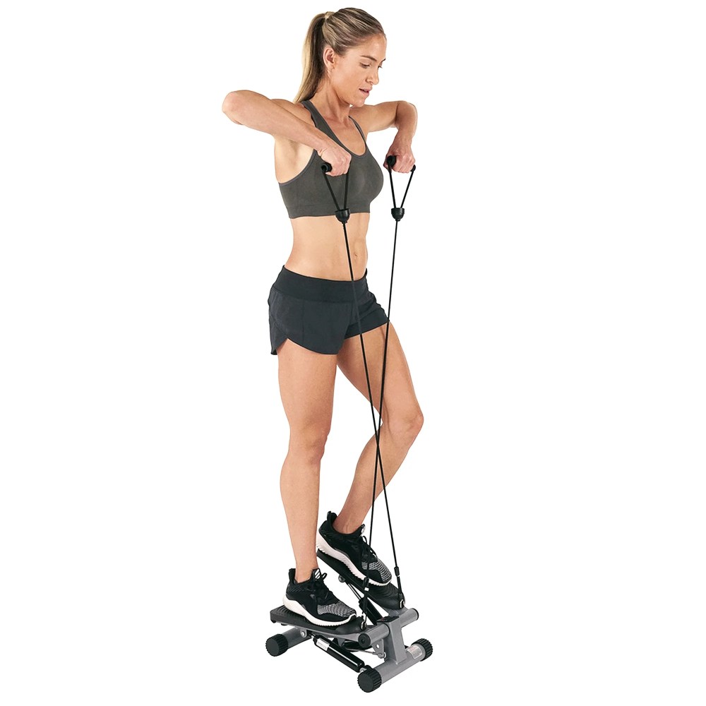 Sunny Health & Fitness Mini Steppers for Exercise at Home, Stair Step Workout Machine with Resistance Bands, Full Body Cardio - NO. 012-S