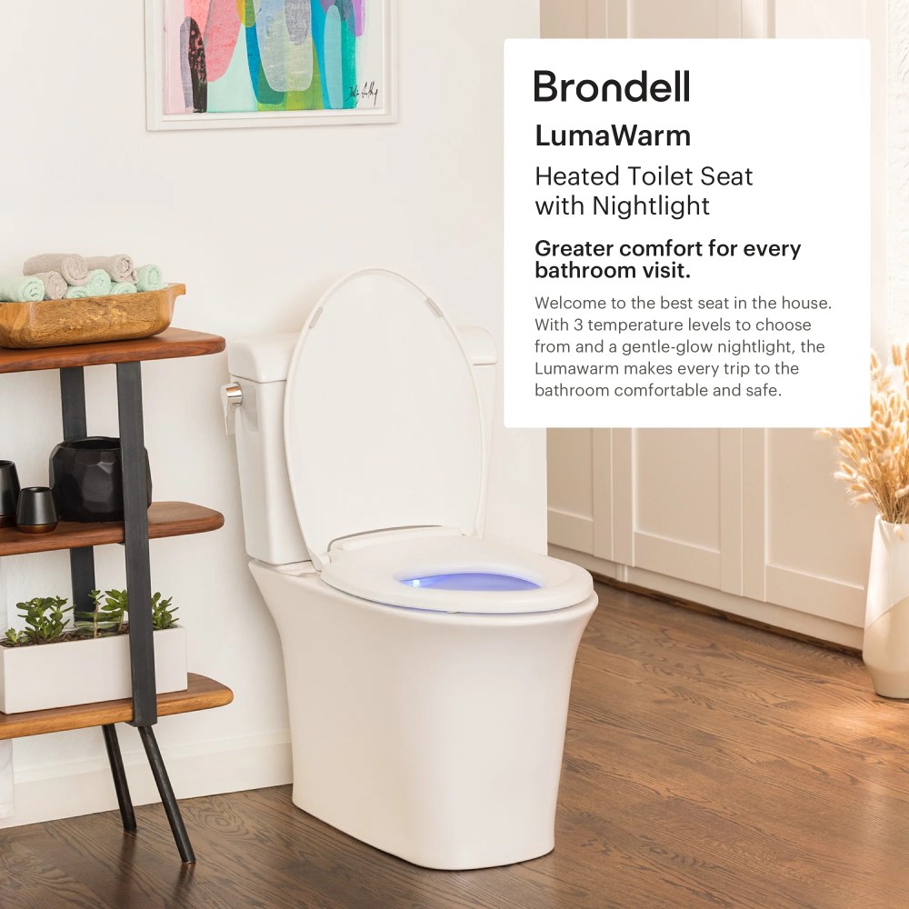 Brondell LumaWarm Heated Nightlight Toilet Seat - Elongated, White - Image 3
