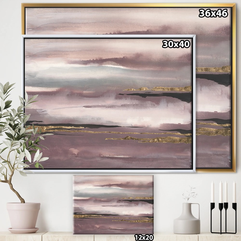Designart ' Purple Glam Storm IV ' Glam & Shabby Chic Framed Canvas - Image 3