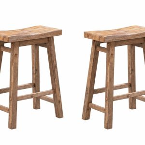 Boraam Sonoma Backless Wood Counter Stools - Set of 2 - Barnwood Wire-Brush