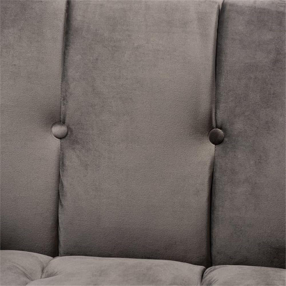 Baxton Studio Ambra Glam and Luxe Grey Velvet Fabric Upholstered and Button Tufted Armchair with Gold-Tone Frame - Image 5