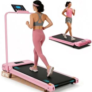 Ancheer 2-in-1 Walking Pad with 8 Manual Incline, 2.5HP Under Desk Treadmill for Home Office, Portable Treadmill with Handle 300 lb Capacity