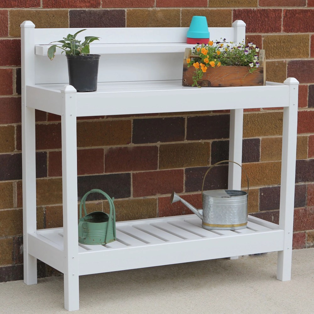 Dura-Trel Greenfield Outdoor Table, Gardening Supplies Potting Bench, White - Image 8