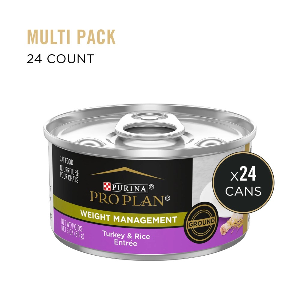 Purina Pro Plan Weight Management, Turkey Rice, Wet Cat Food 3 oz Cans, 24 Pack - Image 10
