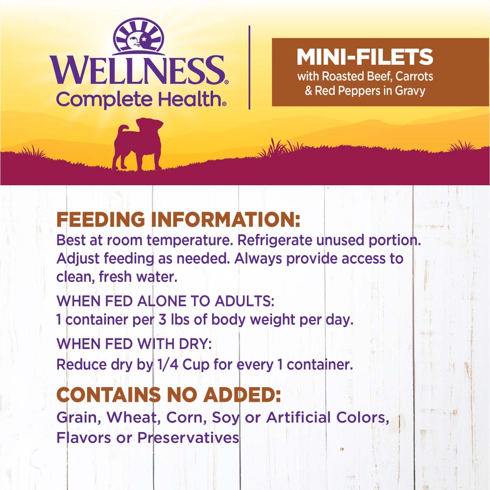 Wellness Petite Entres Mini Fillets Grain Free Natural Wet Small Breed Dog Food, Roasted Beef, Carrots - Image 6