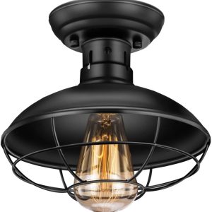 A Smile in the Mind Vintage 12" Ceiling Flush Mount Light with Glass Shade
