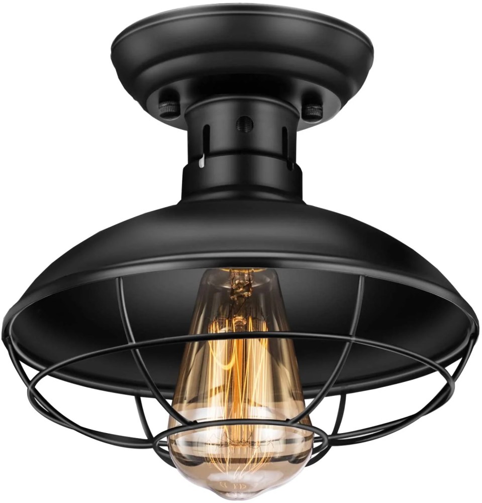 A Smile in the Mind Vintage 12" Ceiling Flush Mount Light with Glass Shade