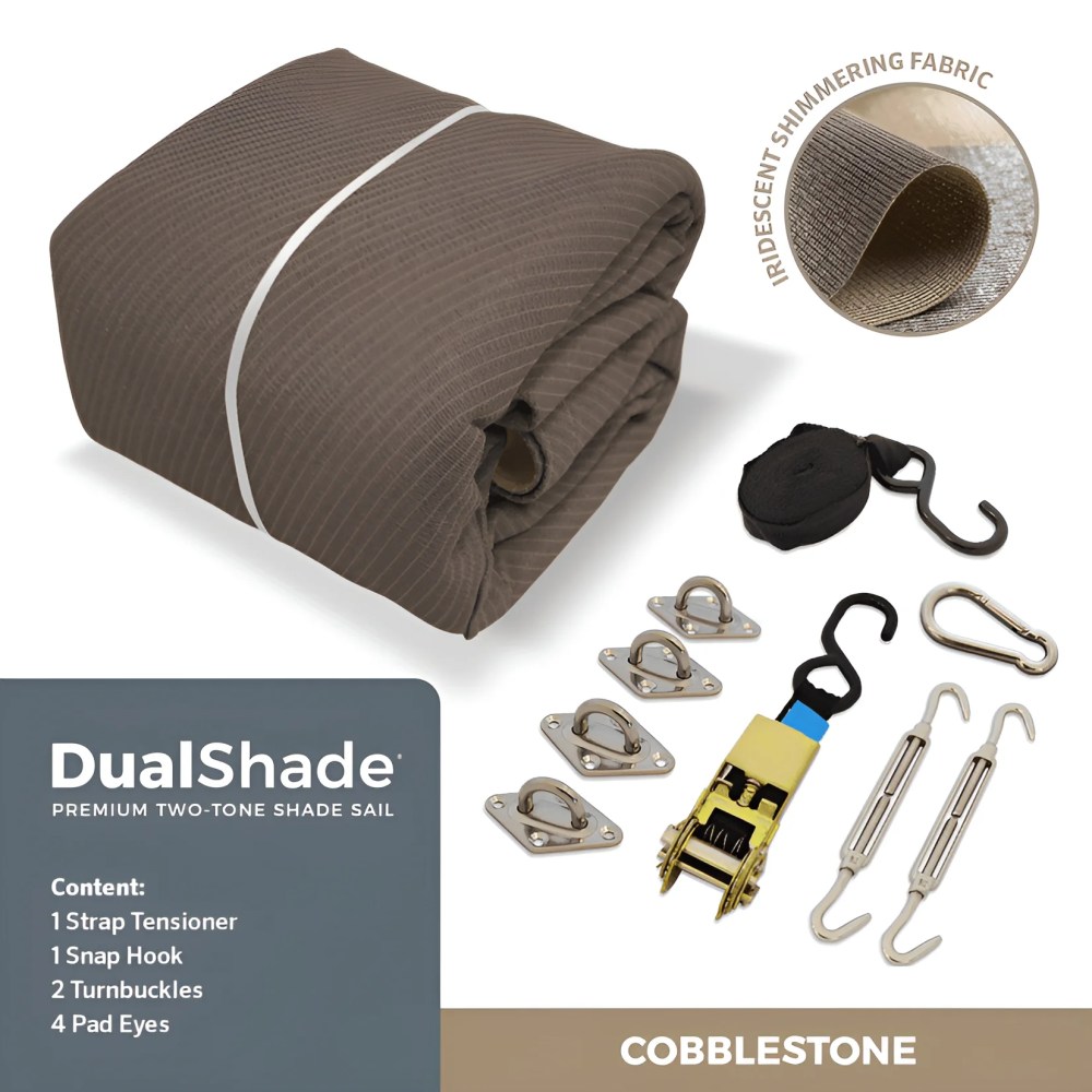 Coolaroo Outdoor DualShade Sun Sail and Hardware Kit, 95 UV Block Protection, 12" Square Cobblestone - Image 2