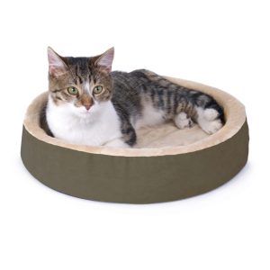 K&H Pet Products Thermo-Kitty Indoor Heated Cuddle Up Pet Bed Mocha 16 Inches