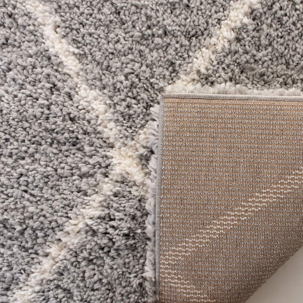 SAFAVIEH Fontana Catrina Geometric Plush Shag Runner Rug, Grey/Cream, 2'3" x 8" - Image 9