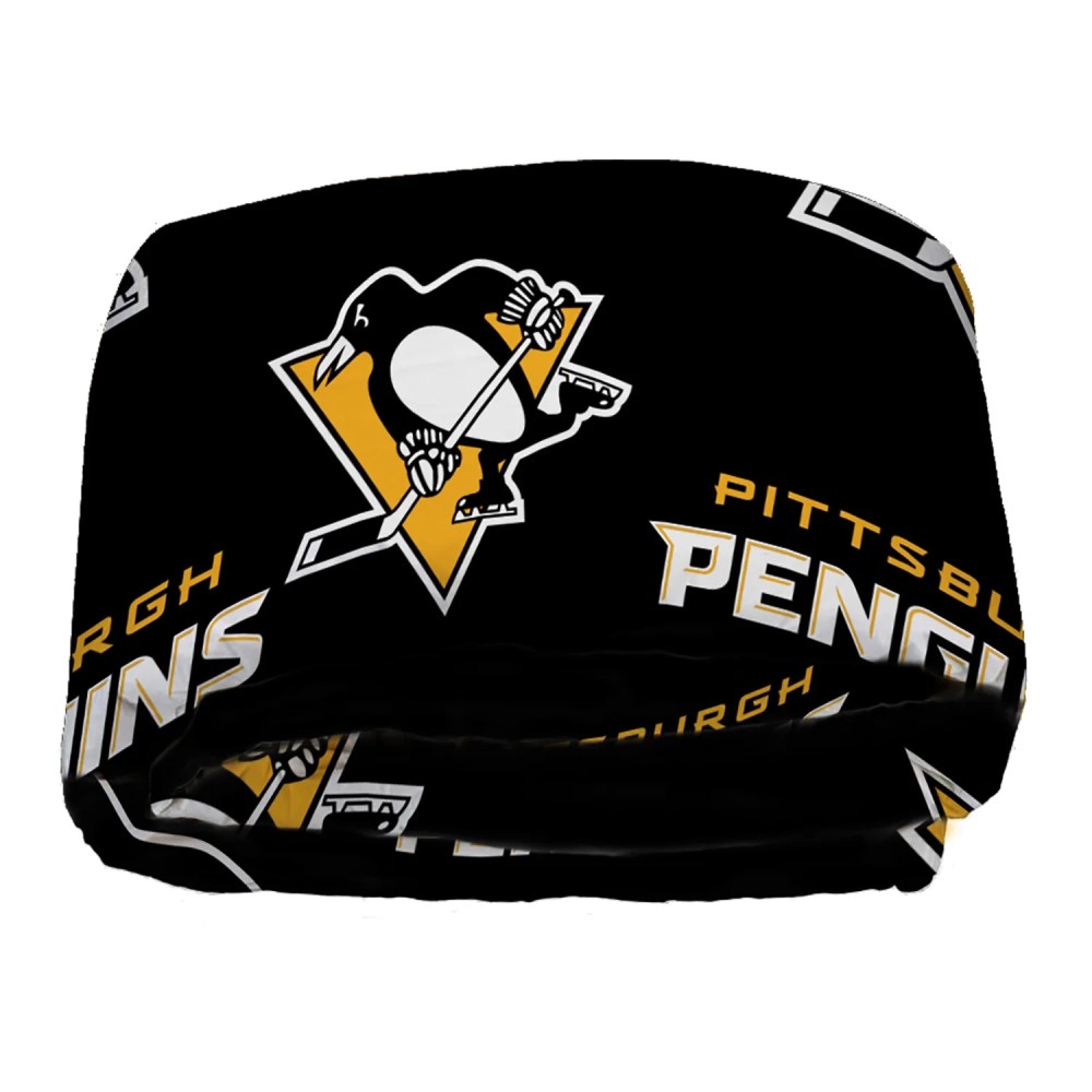 NHL Pittsburgh Penguins Bed in Bag Set, Queen Size, Team Colors, 100 Polyester, 5 Piece Set - Image 4