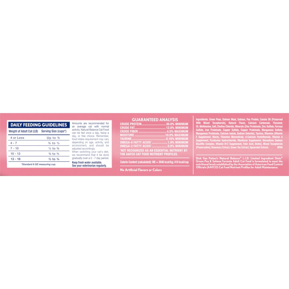 Natural Balance Pet Foods L.I.D. Dry Cat Food Green Pea & Salmon, 10 lb - Image 2