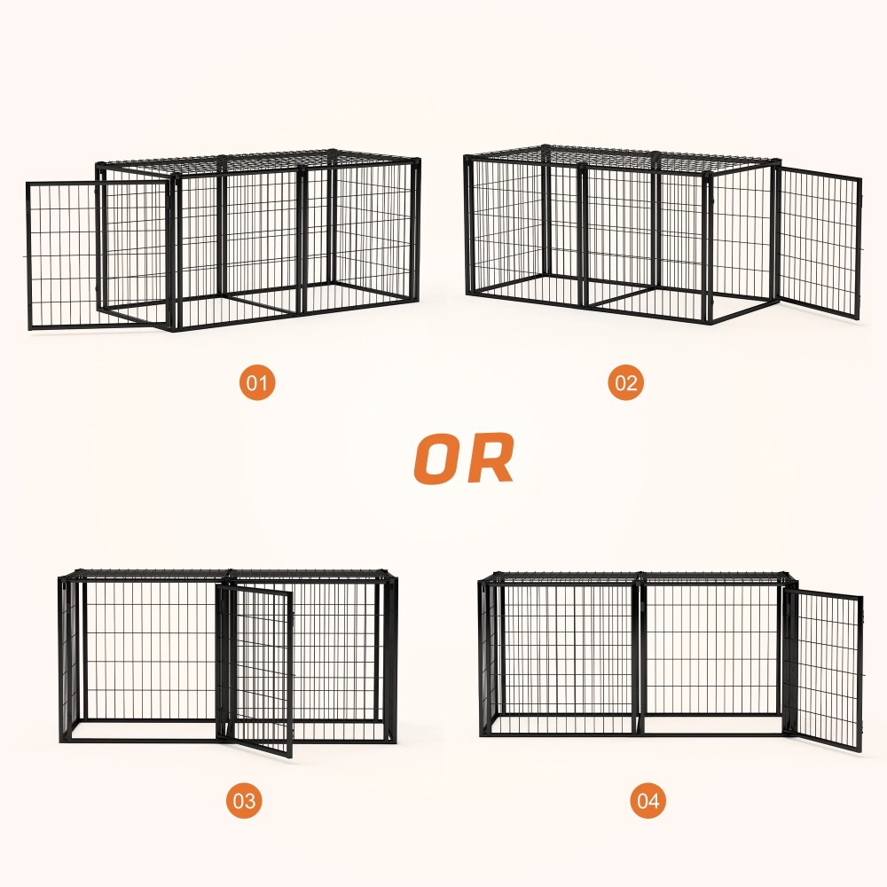 JXXRZ 63" Dog Crate Indoor Metal Kennel w/ Cover & Divider, Escape Proof Playpen - Image 4