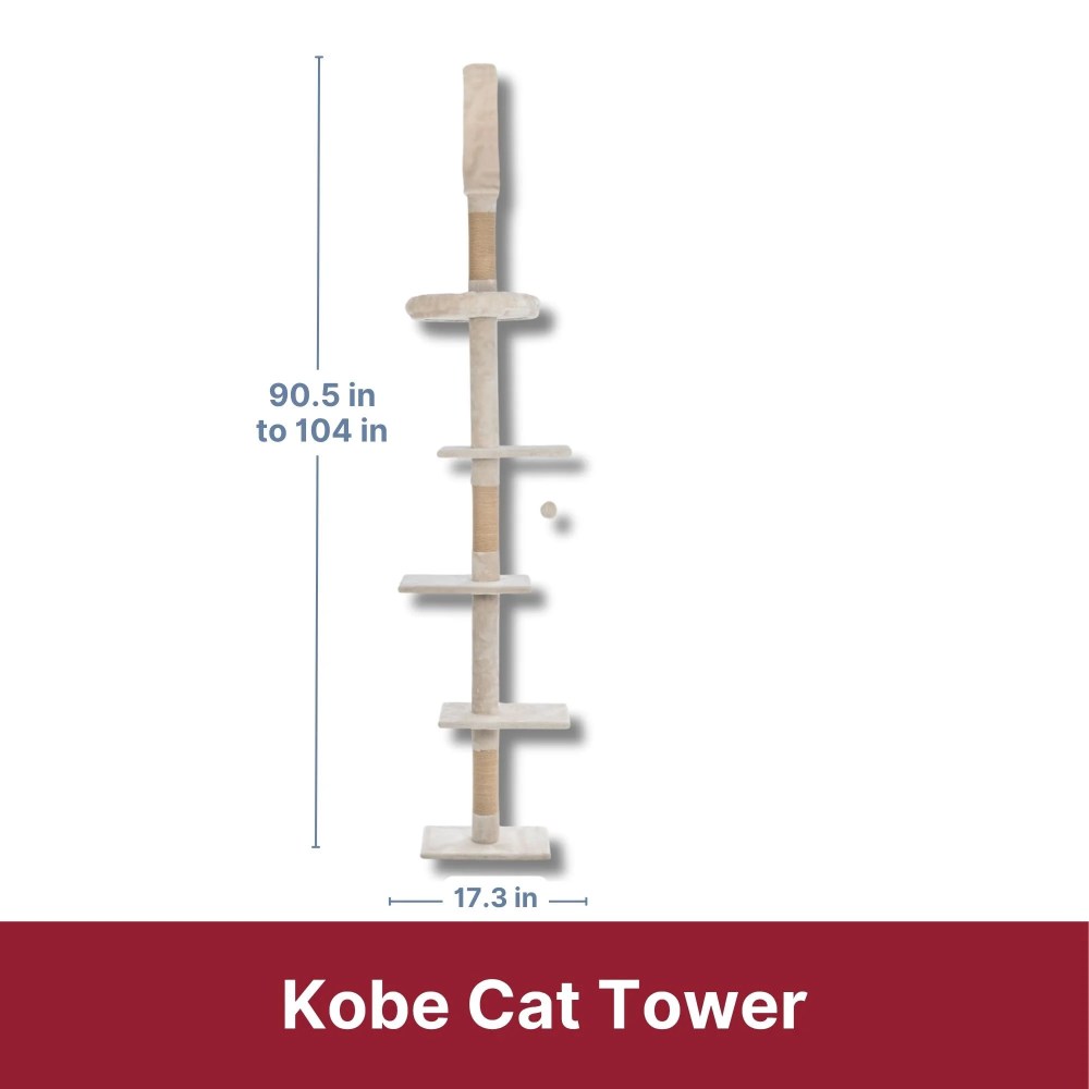TRIXIE Kobe Sisal & Plush 90.5"-104" Ceiling Mount Cat Tree, 4-Level Cat Tower, Beige - Image 2