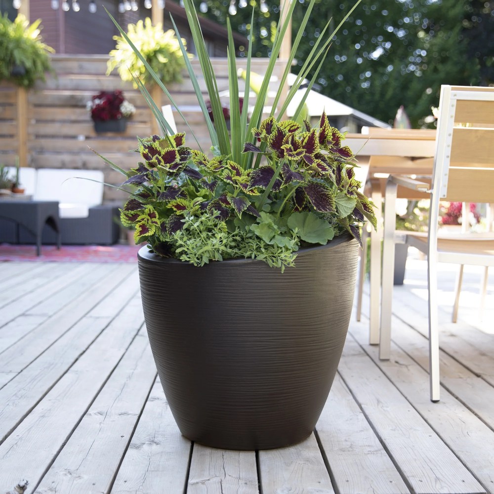 Mayne Modesto 20" x 20" x 20" Round Espresso Plastic Planter - Image 9