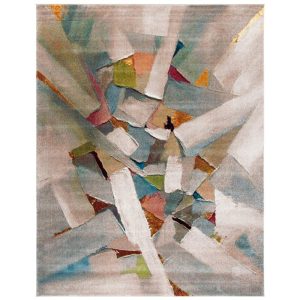 SAFAVIEH Porcello Harding Abstract Brush Strokes Area Rug, Grey/Multi, 4" x 6"