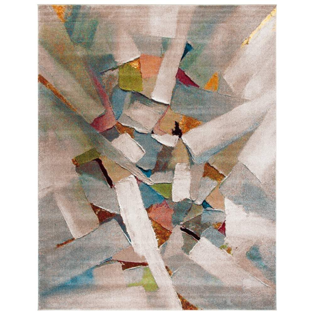 SAFAVIEH Porcello Harding Abstract Brush Strokes Area Rug, Grey/Multi, 4" x 6"