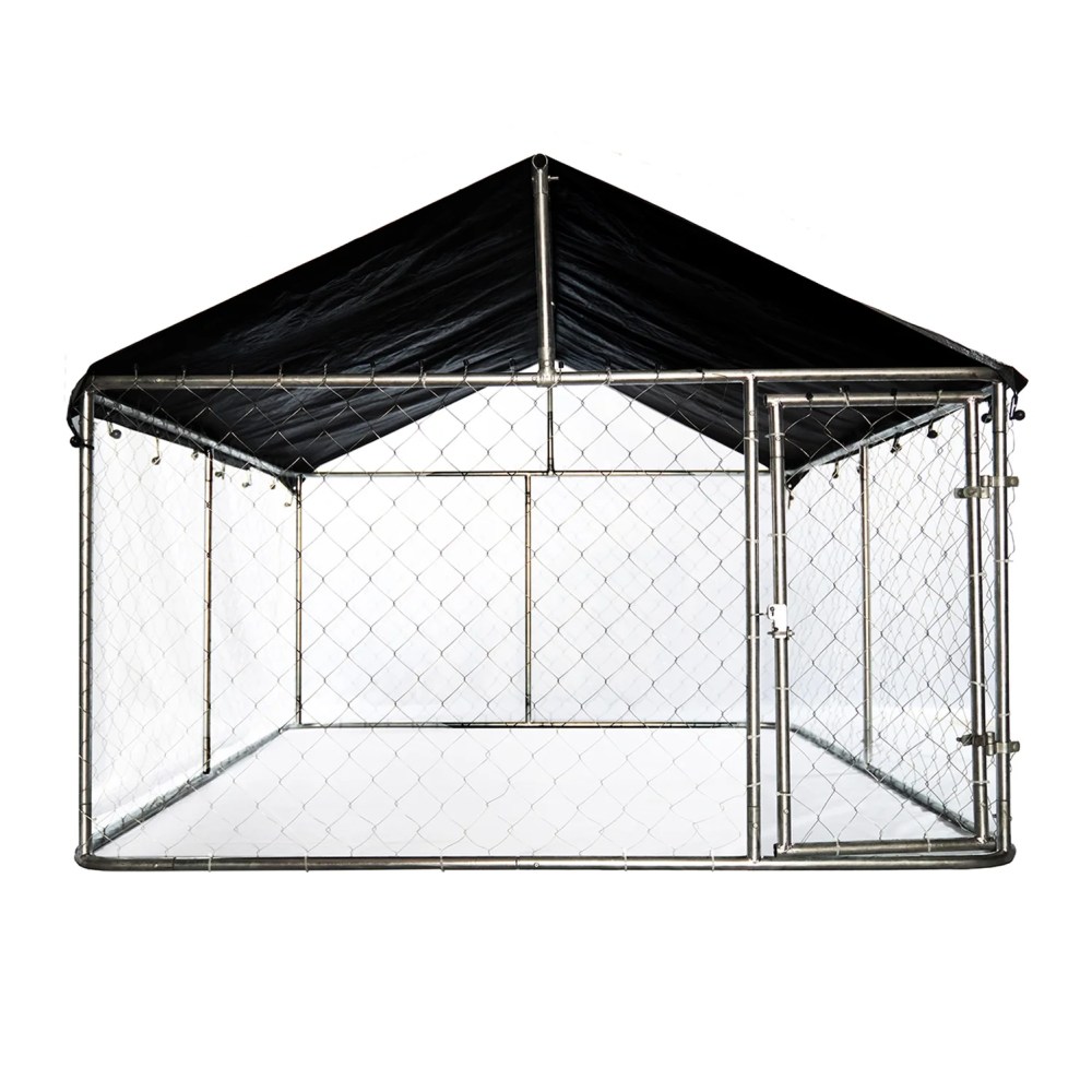 Petony Outdoor Dog Kennel Dog Cage Dog Playpen Dog Fence Heavy Duty Pet Kennel with Large Galvanized Chain Link with UV & Water Resistant Black Proof Cover(6.56 'x 6.56') - Image 7