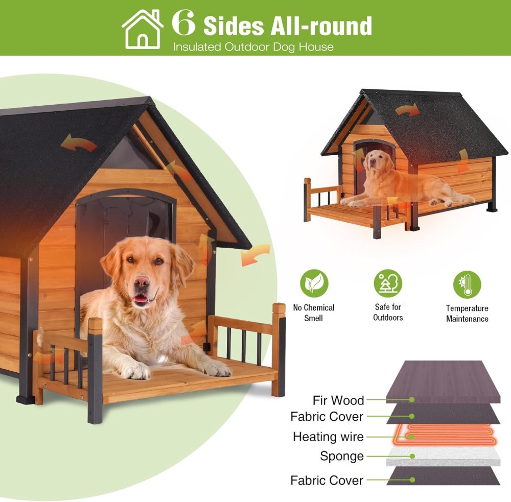 Aivituvin Large Heated Dog House Outdoor Insulated Weatherproof Dog Kennel with Heated Pad, Insulated All-Round Thermal Liner, Chew-Proof Strong Iron Frame Dog House for Dogs (Winter-Ready) - Image 5