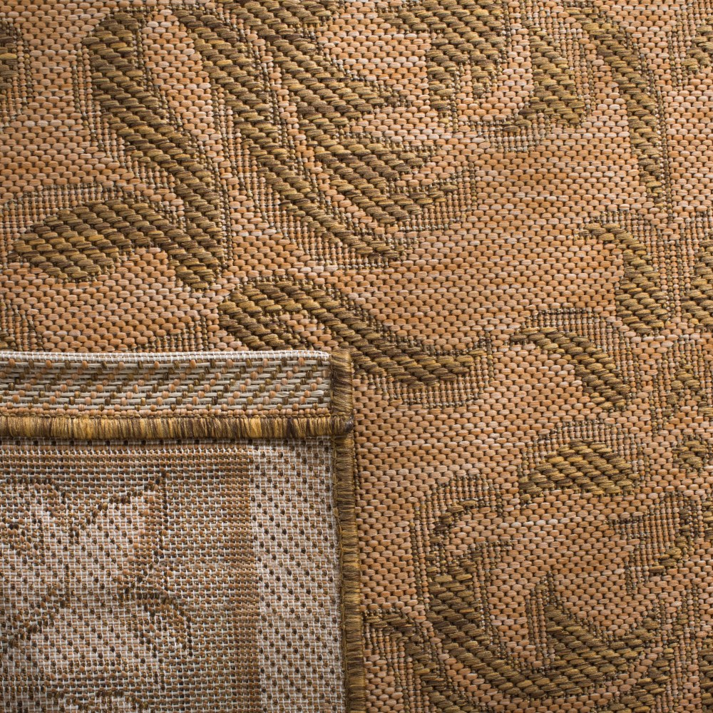 SAFAVIEH Courtyard Annie Floral Indoor/Outdoor Area Rug, Natural/Gold, 5'3" x 7'7" - Image 5
