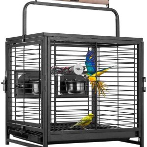 SPECSTAR19" Wrought Iron Travel Carrier Bird Cage for Parrots Conures Lovebird Cockatiel Parakeets