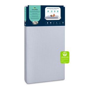 Serta SleepTrue Sparkling Sky Breathable Baby Bed Crib Mattress and Toddler Mattress with Removable/Machine Washable Cover - GREENGUARD Gold-Waterproof - Sustainably Sourced Core Fiber Core, Blue