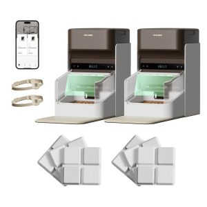 Petlibro One RFID Smart Automatic Cat Feeder,  5G Wi-Fi Smart Pet Feeder with Collar Tag,  3L Auto Cat Food Dispenser with App Control,  1C10 Meals per Day,  Bundle of 2