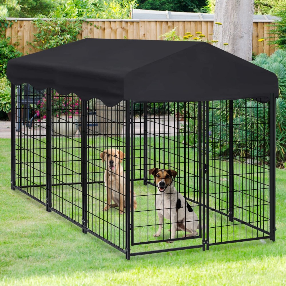 Jhsomdr Outdoor Dog Kennel 6.2ft x 4ft x 4.5ft Heavy Duty Large Wire Dog Fence Outside Dog Playpen with UV-Resistant Oxford Cloth Roof & Secure Lock - Image 6