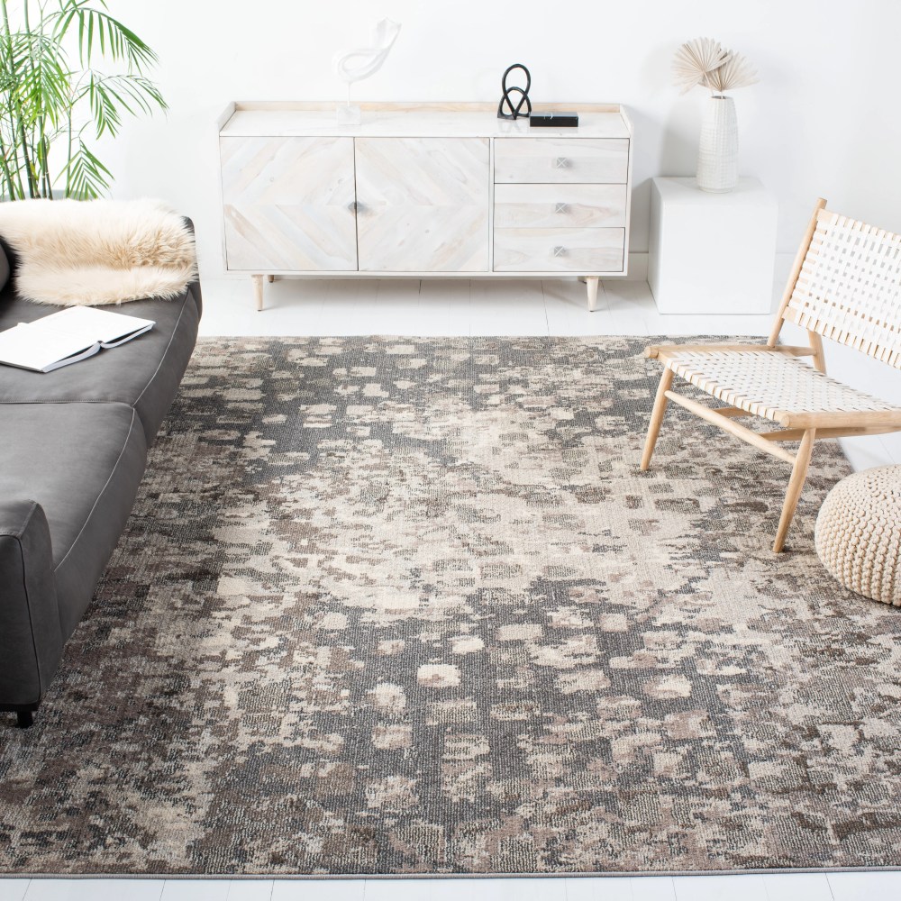 SAFAVIEH Madison Candelario Abstract Polka Dots Area Rug, Grey/Beige, 10" x 14" - Image 4