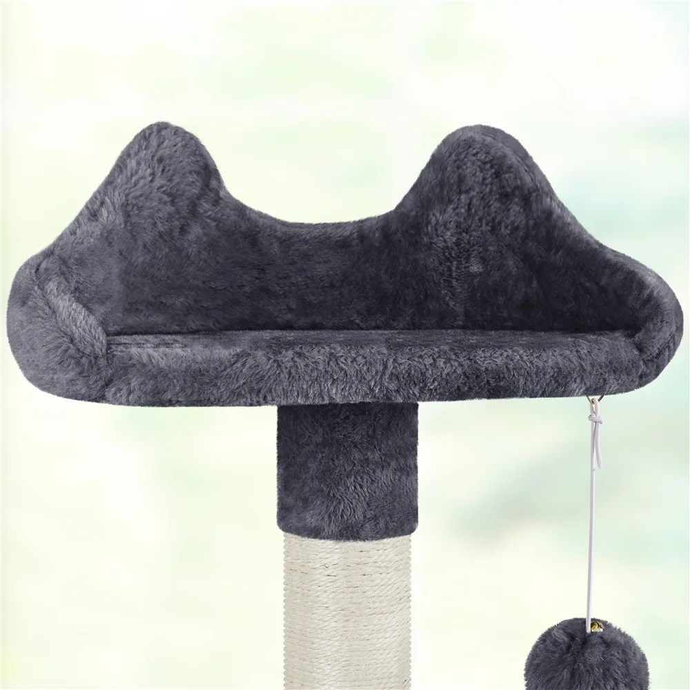 Alden Design 54" Cat Tree with Hammock, Basket and Scratching Post Tower, Dark Gray - Image 3
