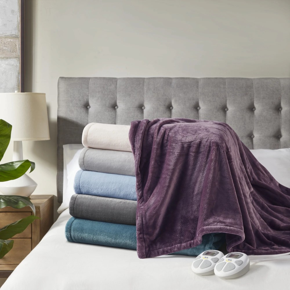 Serta Gray Polyester Electric Blanket, Queen - Image 2