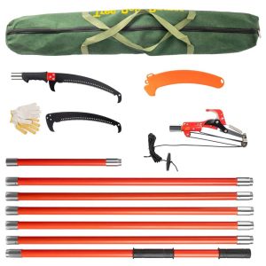 Zimtown 24FT Pole Saw Pruner,Extendable Tree Trimmer with Steel Blade & Fiberglass Pole,Orange