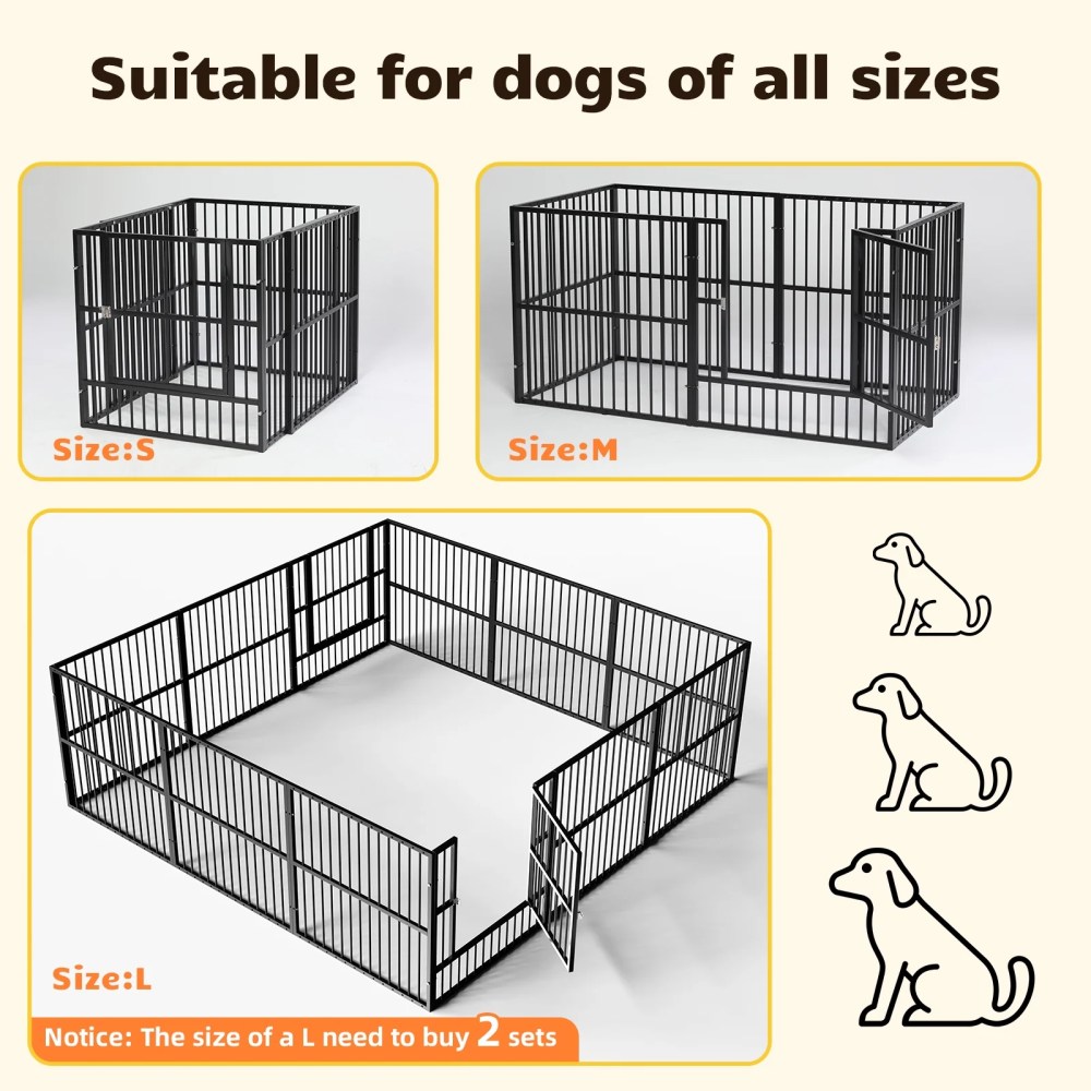 Dog Playpen Heavy Duty Dog Crate Kennel Dog Fence Pet Enclosure with Lockable Door, 6 Panel for Puppy Indoor Outdoor - Image 12