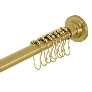Kingston SCC3117 Edenscape 60-Inch to 72-Inch Adjustable Shower Curtain Rod with Rings in Brushed Brass