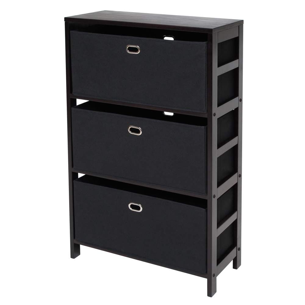 Winsome Wood Torino 4-PC Storage Set,Tall Shelf & 2 Fabric Baskets